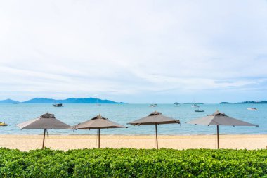 Hindistan cevizi palmiye ağacı ile güzel tropikal plaj deniz ve okyanus bir