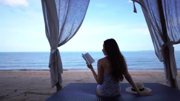 ภาพของผ งเอเช สวยงาม อนคลายบนชายหาดในช วงว นหย ดฤด — วีดีโอสต็อก