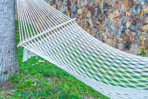 Empty hammock around beautiful beach sea ocean for relax in holi — Stock Photo, Image