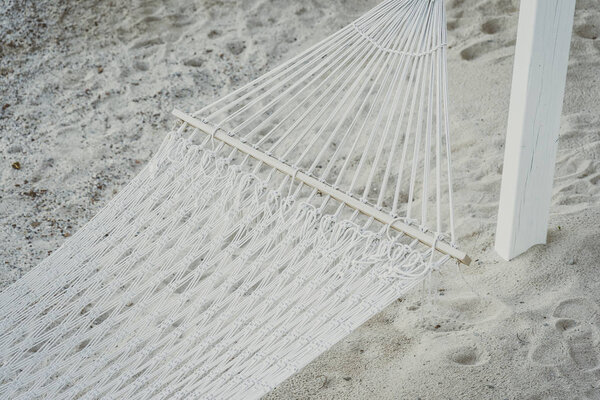 Empty hammock around beautiful beach sea ocean for relax in holi