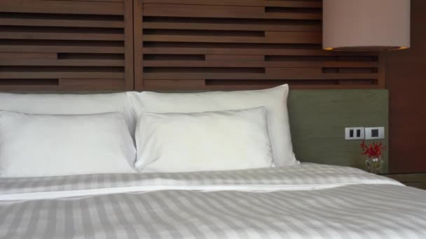 Footage Luxury Furnished Bedroom Hotel — Stock Video