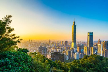 Güzel manzara ve cityscape taipei 101 bina ve ark