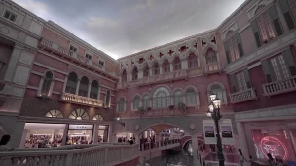 Китай Макао Сентября 2018 Года Прекрасный Роскошный Венецианский Отель Казино — стоковое видео
