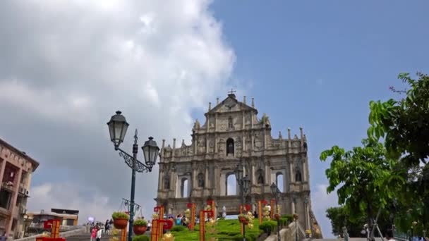 Nádherný Záběr Zřícenin Svatého Pavla Macau Čína — Stock video