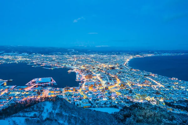 Piękny krajobraz i panoramę miasta z góry Hakodate dla loo — Zdjęcie stockowe