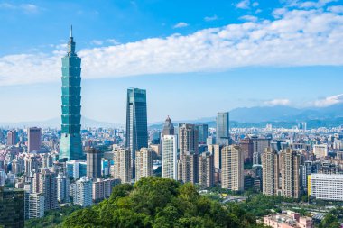 Güzel manzara ve cityscape taipei 101 bina ve ark