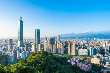 Güzel manzara ve cityscape taipei 101 bina ve ark