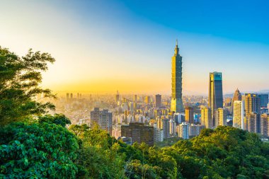 Güzel manzara ve cityscape taipei 101 bina ve ark