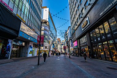 Seoul, Güney Kore 10 Aralık 2018: Myeong dong pazarı 