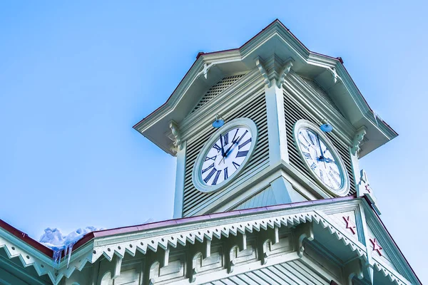 Beautiful architecture building with clock tower in Sapporo City — Stock Photo, Image