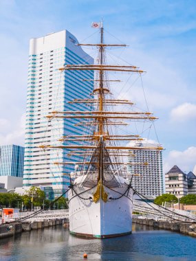 Yokohama Japonya - 25 Temmuz 2018: Güzel Nippon-maru bir yelken 