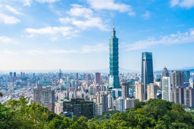 Güzel manzara ve cityscape taipei 101 bina ve ark