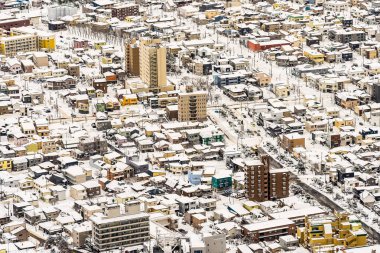 Güzel manzara ve tuvalet için dağ Hakodate üzerinden cityscape