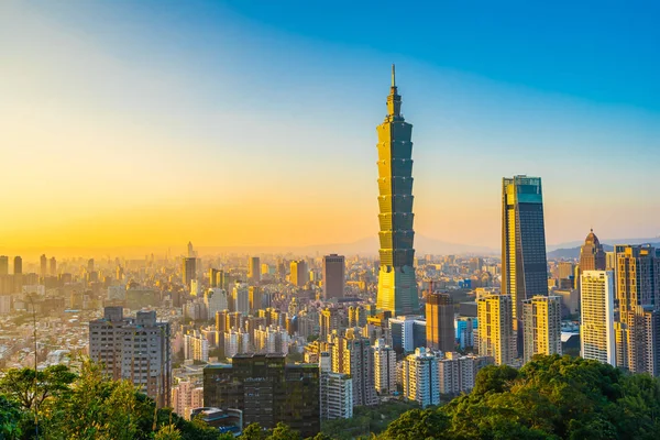 Güzel manzara ve cityscape taipei 101 bina ve ark
