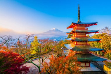 Dağ fuji chureito pagoda ile güzel manzara