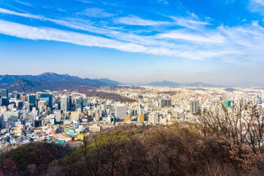 Güzel manzara ve Seoul city cityscape