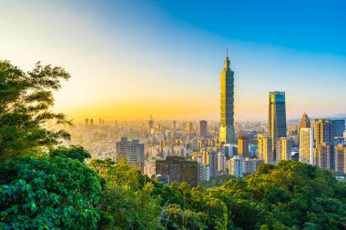 Güzel manzara ve cityscape taipei 101 bina ve ark