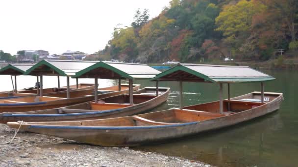 Imagens Cênicas Belo Lago Com Barcos Dia Ensolarado — Vídeo de Stock