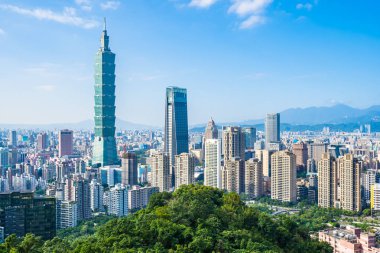 Güzel manzara ve cityscape taipei 101 bina ve ark
