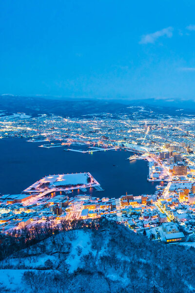 Beautiful landscape and cityscape from Mountain Hakodate for loo