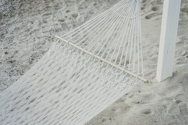 Empty hammock around beautiful beach sea ocean for relax in holi