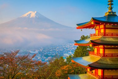 Dağ fuji chureito pagoda ile güzel manzara