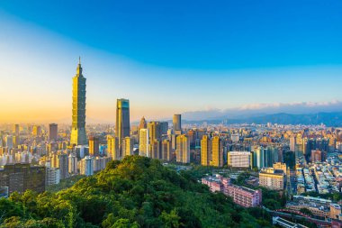 Güzel manzara ve cityscape taipei 101 bina ve ark