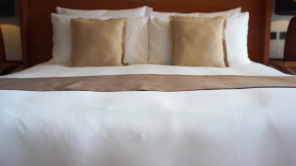 Imágenes Del Dormitorio Amueblado Lujo Hotel — Vídeos de Stock