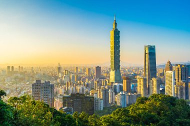 Güzel manzara ve cityscape taipei 101 bina ve ark