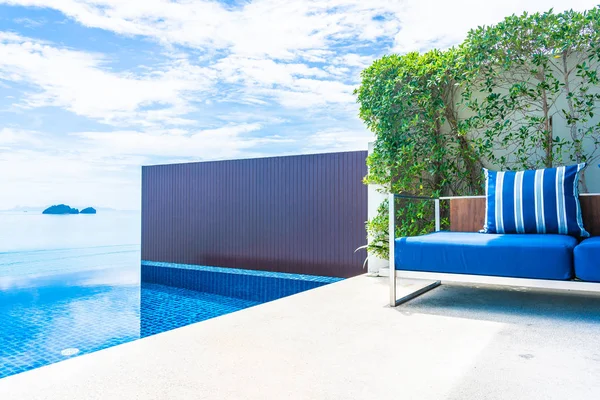 Beautiful luxury outdoor swimming pool with sea ocean view on bl