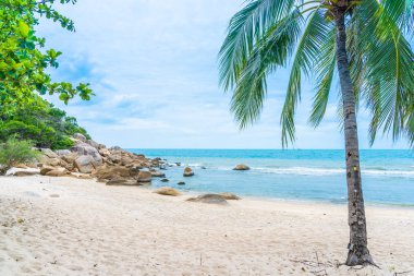 Samui Adası etrafında güzel açık tropikal plaj deniz ile Co