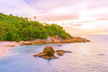 Samui Adası etrafında güzel açık tropikal plaj deniz ile Co