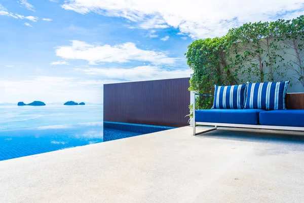Beautiful luxury outdoor swimming pool with sea ocean view on bl