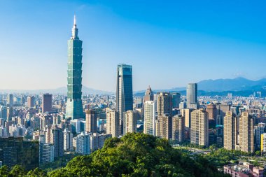 Güzel manzara ve cityscape taipei 101 bina ve ark