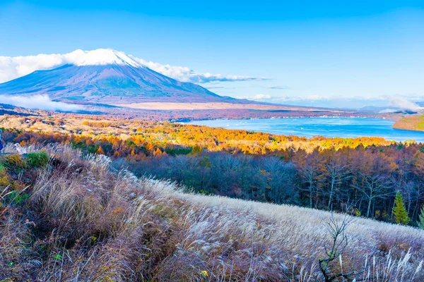 Bela montanha fuji em yamanakako ou lago yamanaka — Fotografia de Stock