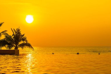 Swimmi etrafında hindistan cevizi palmiye ağacı ile güzel manzara açık