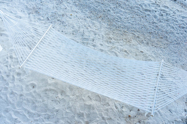 Empty hammock around beautiful beach sea ocean for relax in holi
