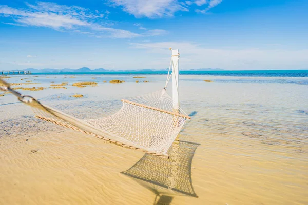 Holi için tropikal plaj deniz okyanusu etrafında güzel boş hamak