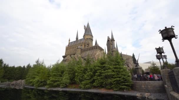 Osaka Japan December 2015 Hogwarts School Witchcraft Castle Wizardry Replica — Stock Video