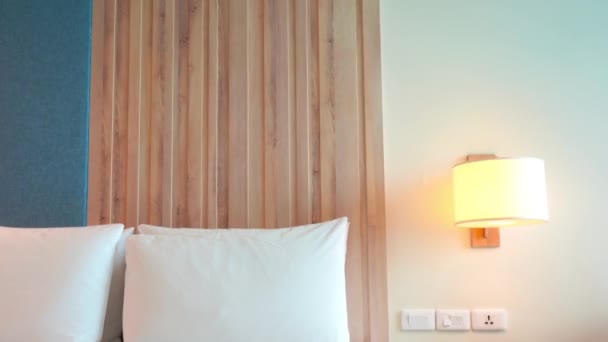 Felvétel Luxus Berendezett Hálószobáról Szállodában — Stock videók
