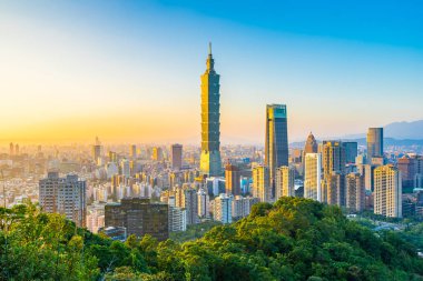 Güzel manzara ve cityscape taipei 101 bina ve ark
