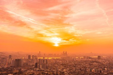 Güzel manzara ve Seoul city cityscape