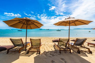 Hindistan cevizi palmiye ağacı ile güzel tropikal plaj deniz ve okyanus bir