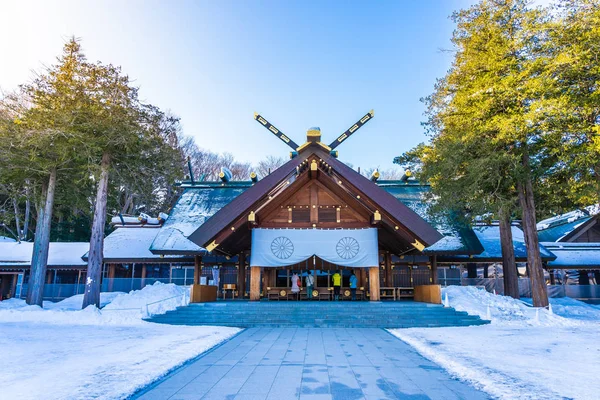 风景北海道神社美丽的建筑寺庙 — 图库照片