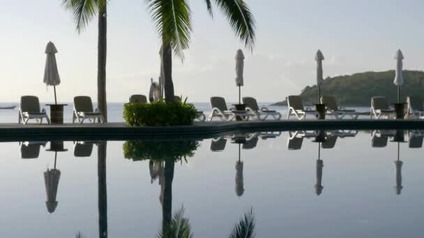 Images Tranquilles Piscine Vide Hôtel Resort — Video