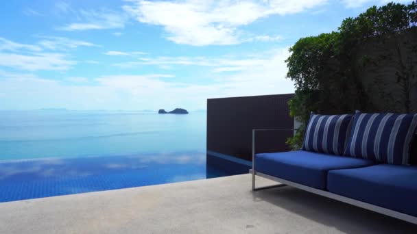 Ruhige Aufnahmen Von Leerem Pool Resort Hotel — Stockvideo