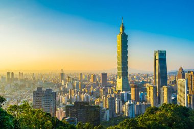 Güzel manzara ve cityscape taipei 101 bina ve ark