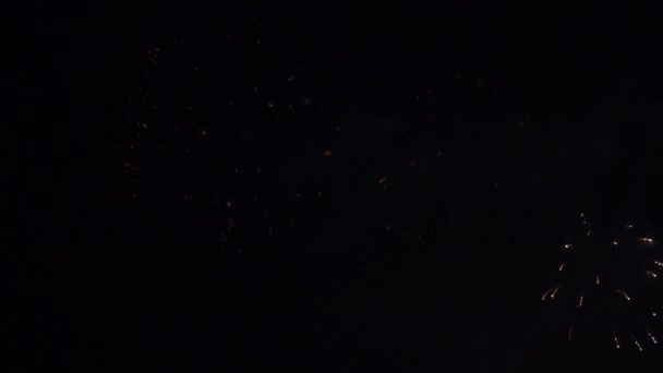 Imagens Perto Fogos Artifício Explodindo Céu Noturno — Vídeo de Stock