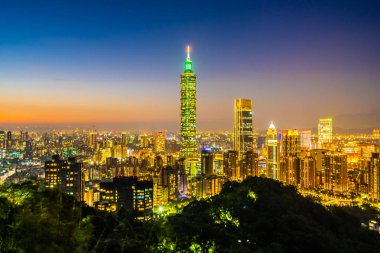 Güzel manzara ve cityscape taipei 101 bina ve ark