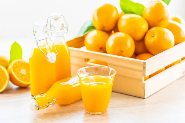 Fresh orange juice for drink in bottle glass — Stock Photo, Image